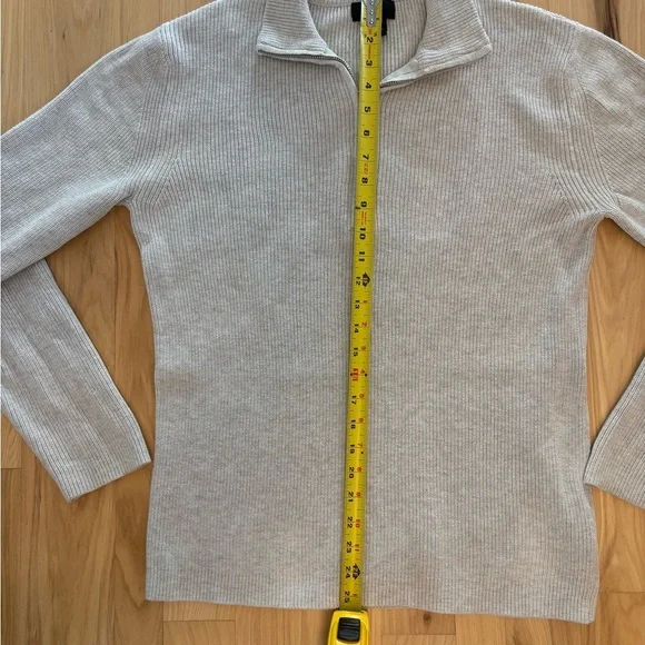 Light Grey Men’s 90s Quarter Zip Sweater 100% Cotton Sz Large, slim fit - Picture 6 of 8